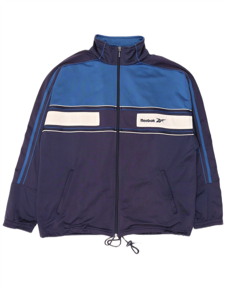 Ανδρική φόρμα γυμναστικής με γραφικά Reebok Top Jacket Medium Navy Blue Colourblock