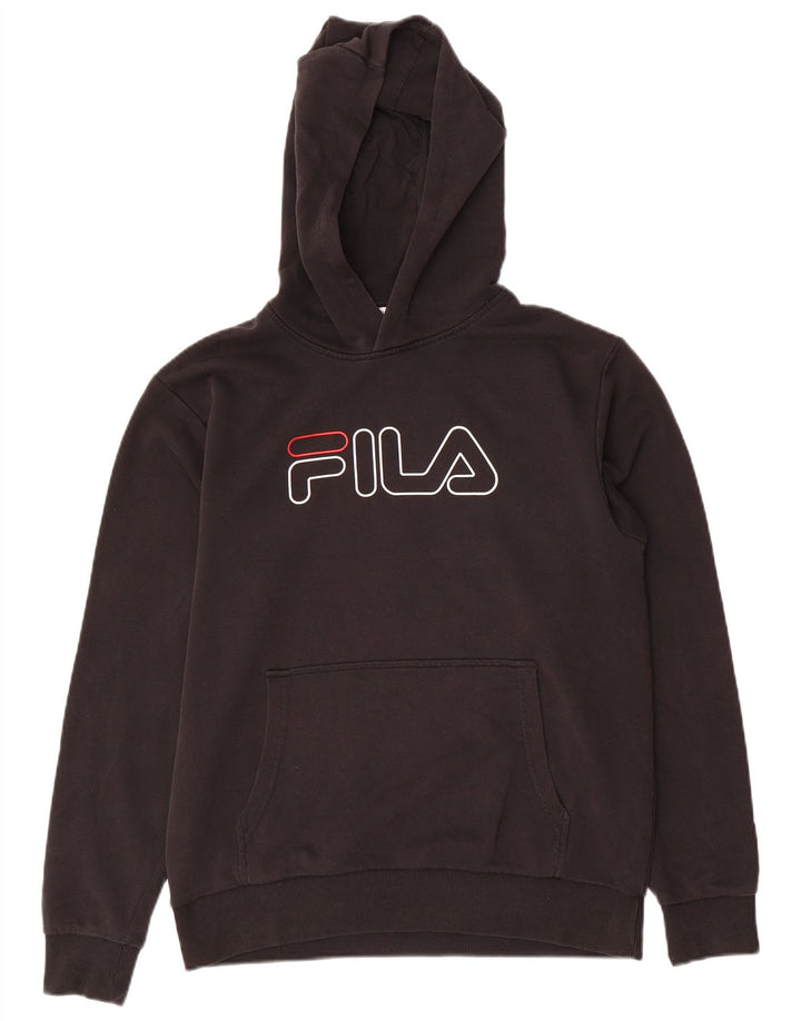 FILA Boys Graphic Hoodie Jumper 15-16 Years Black Cotton
