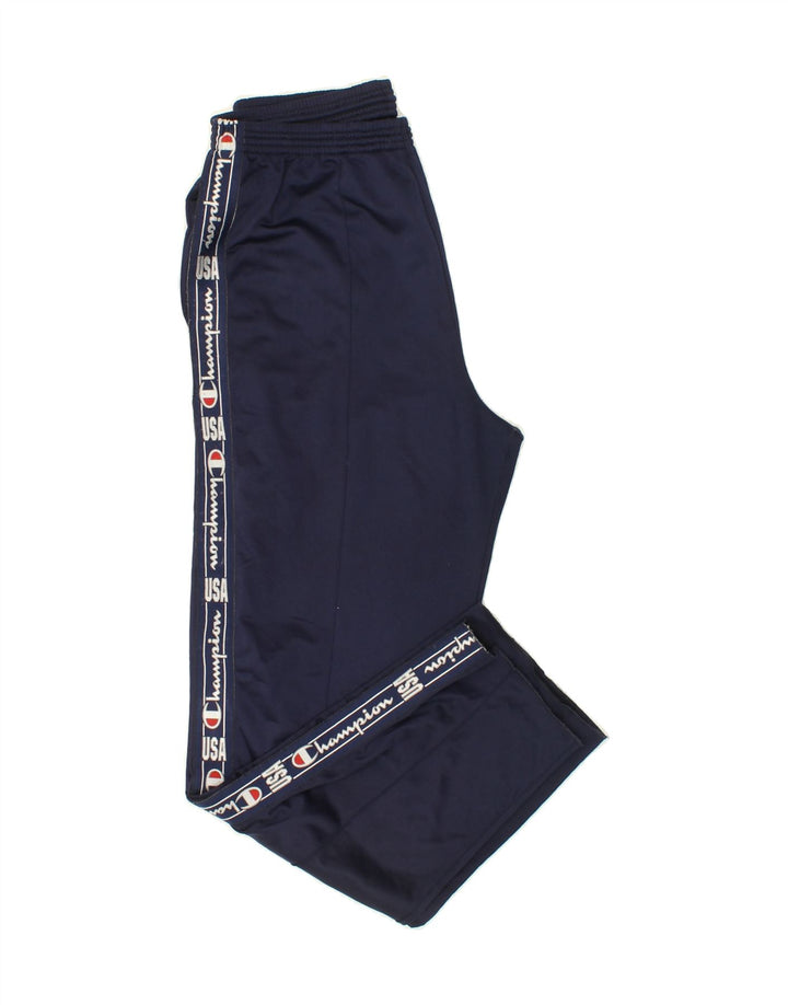 CHAMPION Womens Graphic Tracksuit Trousers XL Navy Blue Polyester Vintage Champion and Second-Hand Champion from Messina Hembry 