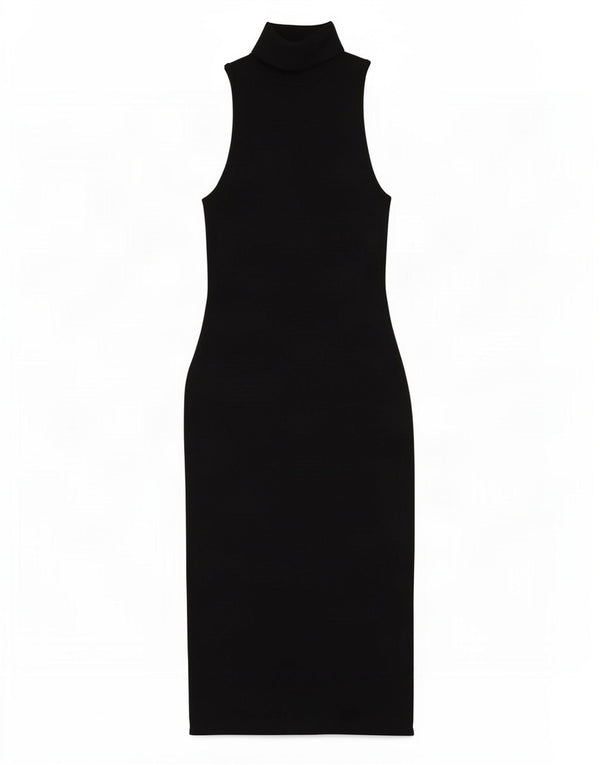 Zara Γυναικείο Αμάνικο Jumper Φόρεμα UK 12 Μεσαίο μαύρο βαμβακερό
