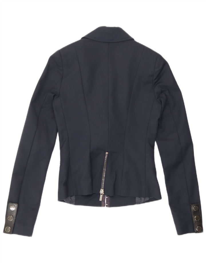 Elisabetta Franchi Γυναικείο σακάκι IT 40 Small Navy Blue Βαμβακερό