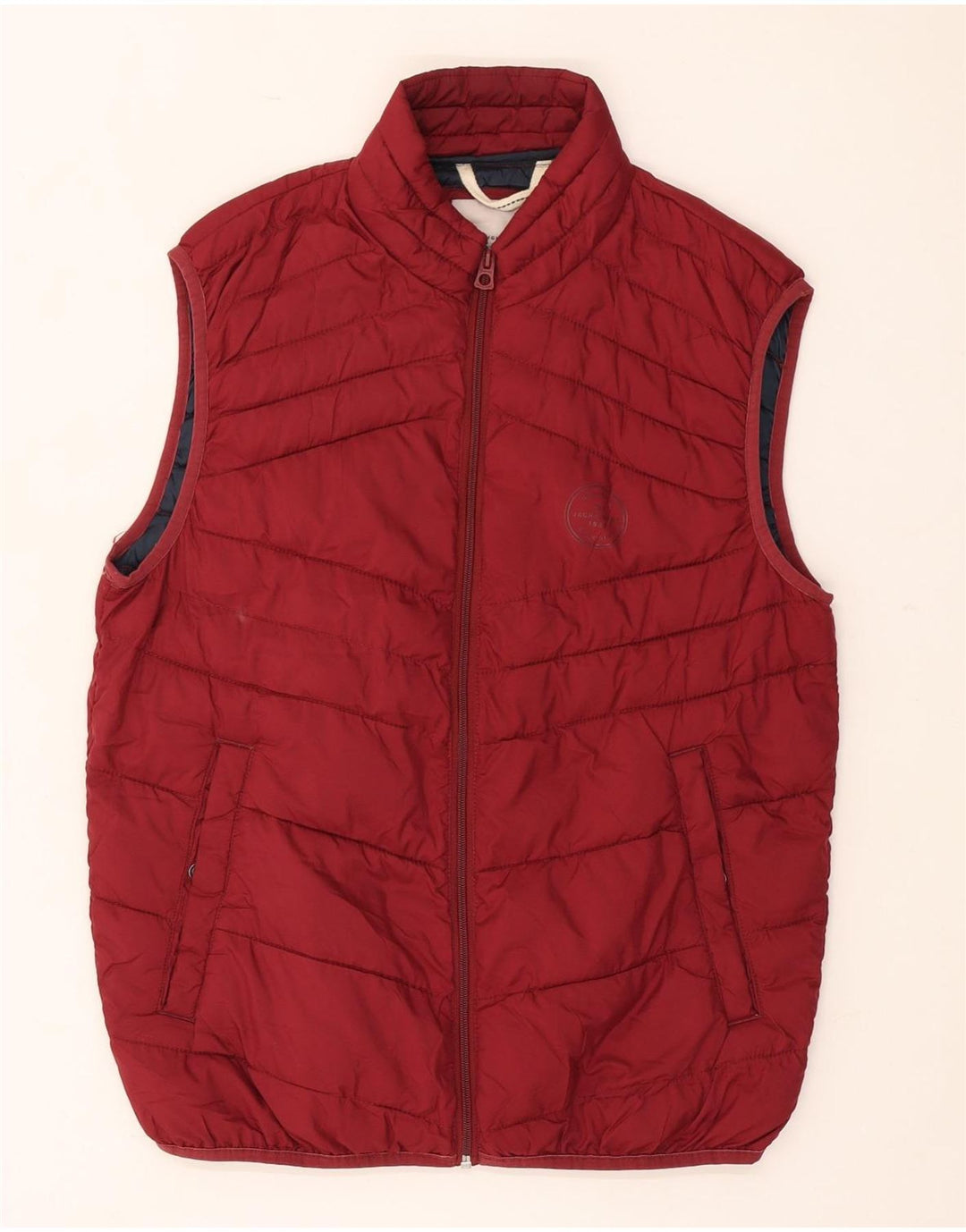 Jack & Jones Ανδρικό padded Gilet UK 38 Medium Burgundy Polyester
