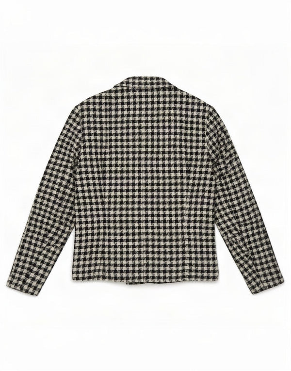 Marks & Spencer Womens 4 Button Blazer Jacket UK 14 Large Black Houndstooth