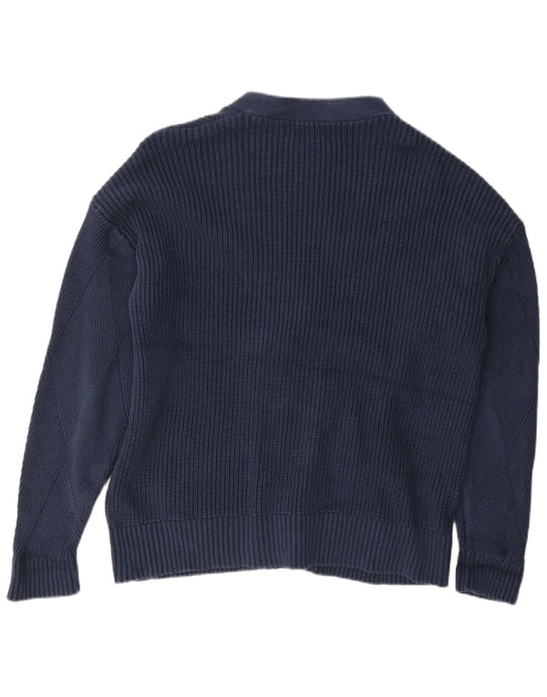 Marks & Spencer Γυναικείο πουλόβερ ζακέτα UK 16 Large Navy Blue από βαμβάκι
