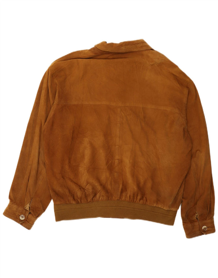 VINTAGE Ανδρικό Bomber Suede Jacket IT 54 2XL Καφέ Δερμάτινο