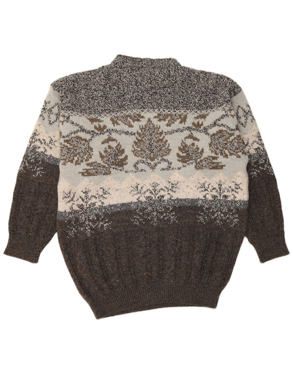 Vintage Ανδρικό πουλόβερ με λαιμόκοψη IT 52 Large Grey Fair Isle Acrylic