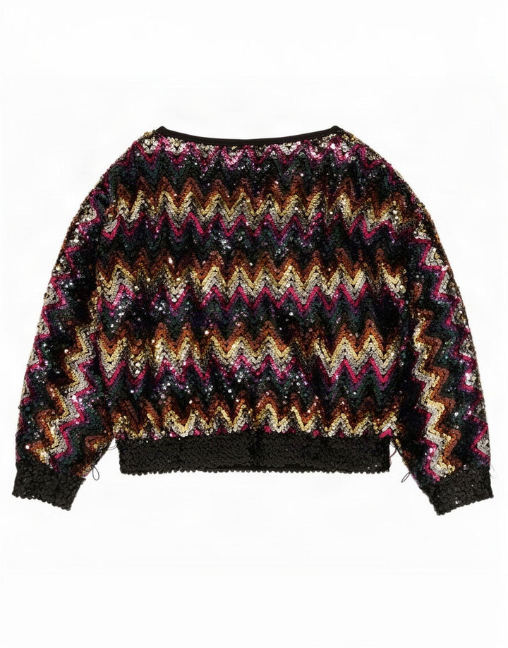 Vintage γυναικεία παγιέτα μπλούζα Top EU 38 Medium πολύχρωμη Chevron