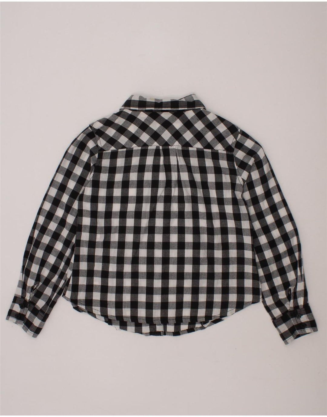 BENETTON Girls Shirt 6-7 Years Small  Black Gingham Cotton Vintage Benetton and Second-Hand Benetton from Messina Hembry 