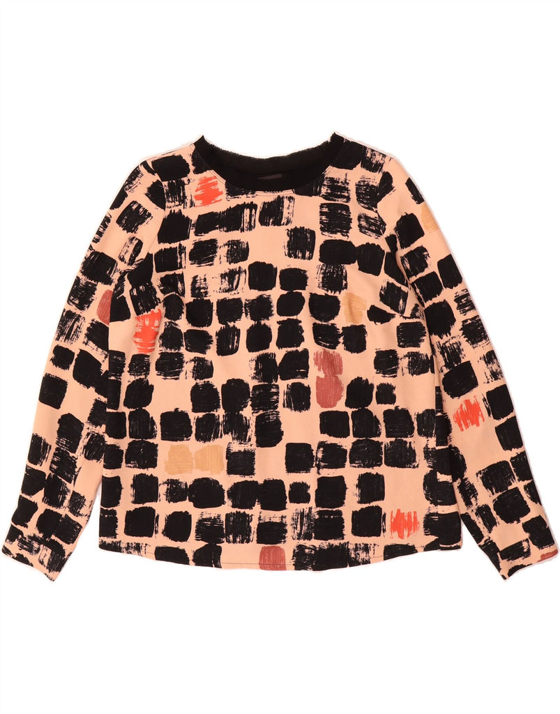 AVOCA Womens Top Long Sleeve UK 14 Medium Beige Geometric Vintage Avoca and Second-Hand Avoca from Messina Hembry 