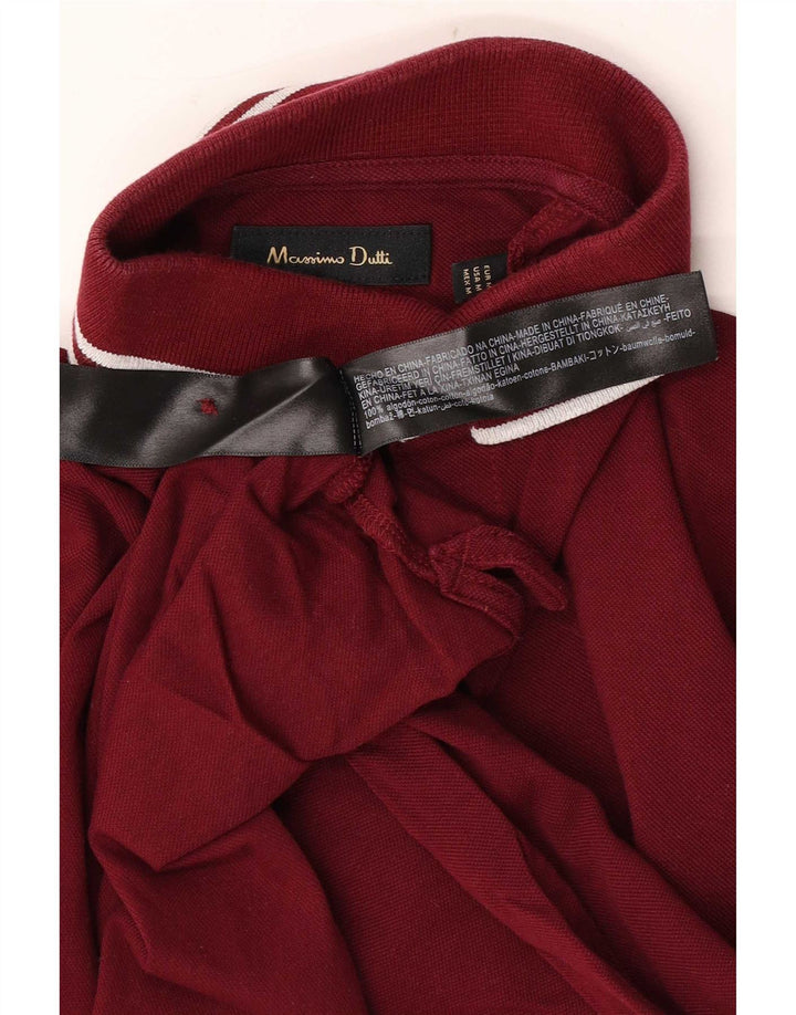 Ανδρικό πουκάμισο πόλο Massimo Dutti, Βαμβακερό μεσαίο μπορντό ριγέ