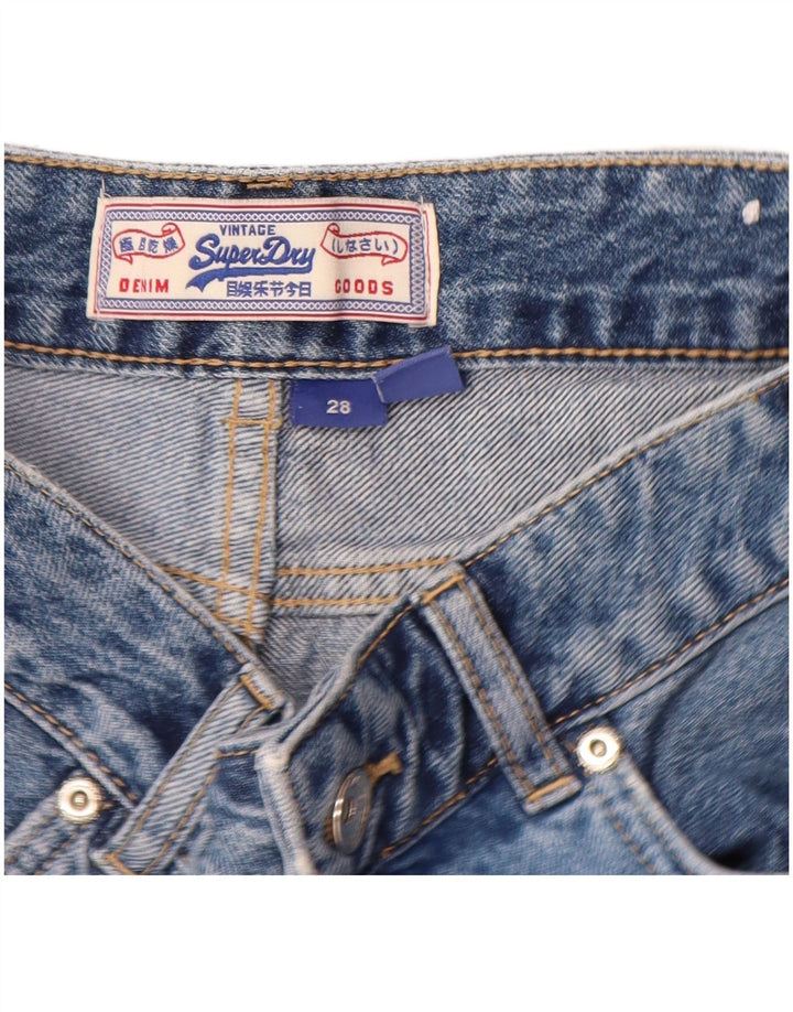 Γυναικείο τζιν σορτς Superdry W28, μεσαίο μπλε βαμβακερό