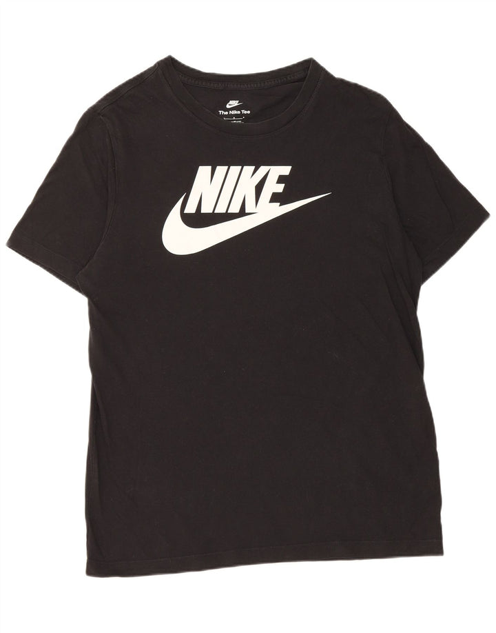 Ανδρικό γραφικό μπλουζάκι Nike, μεγάλο μαύρο βαμβακερό