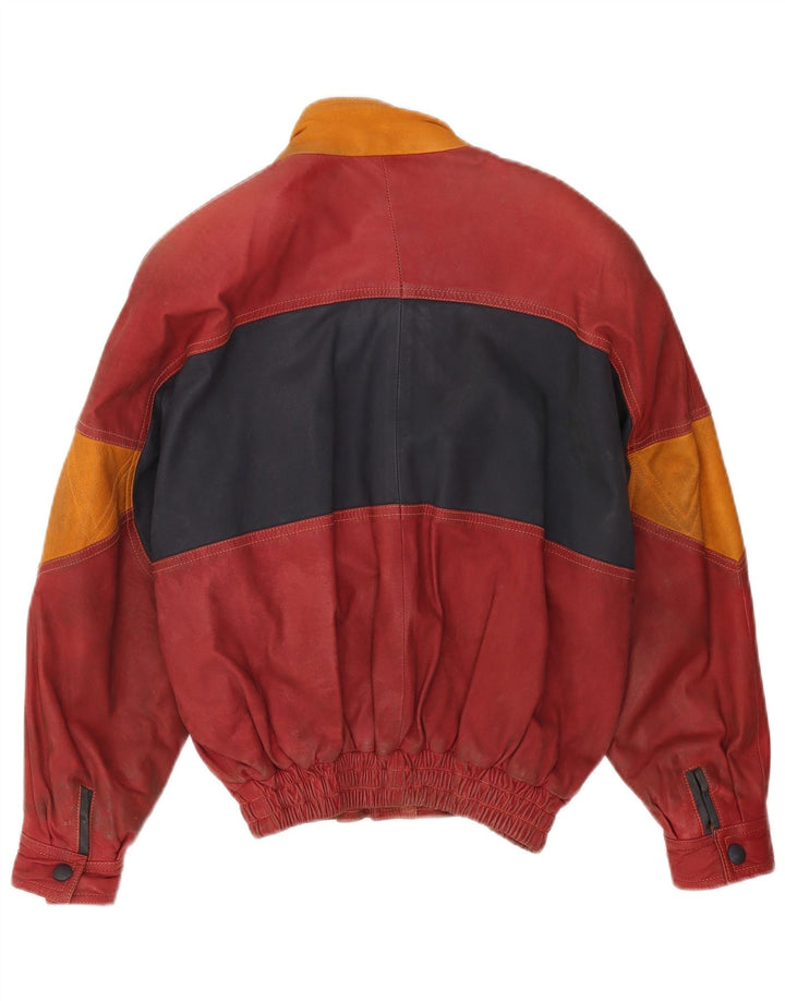 Toskana Ανδρικό Δερμάτινο Μπουφάν UK 38 Medium Red Colourblock Δερμάτινο