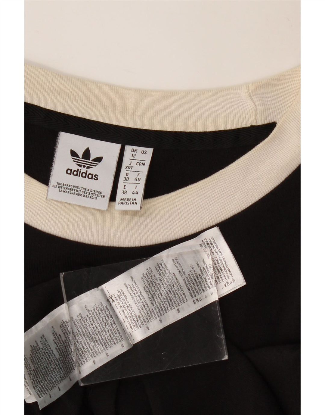 Γυναικείο T-Shirt ADIDAS Top UK 12 μεσαίο μαύρο βαμβακερό