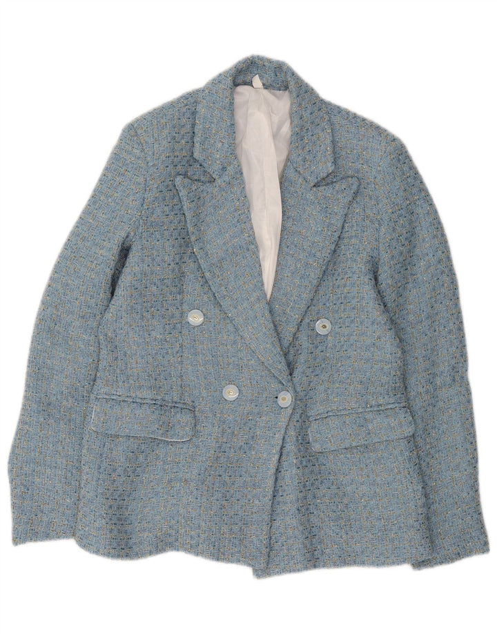 Vintage γυναικείο διπλό μπουφάν σακάκι UK 10 Small Blue Flecked