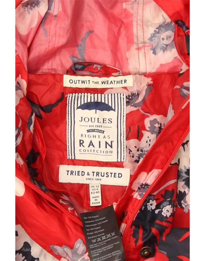 Joules Γυναικείο Αδιάβροχο με κουκούλα UK 12 Medium Red Floral Polyester