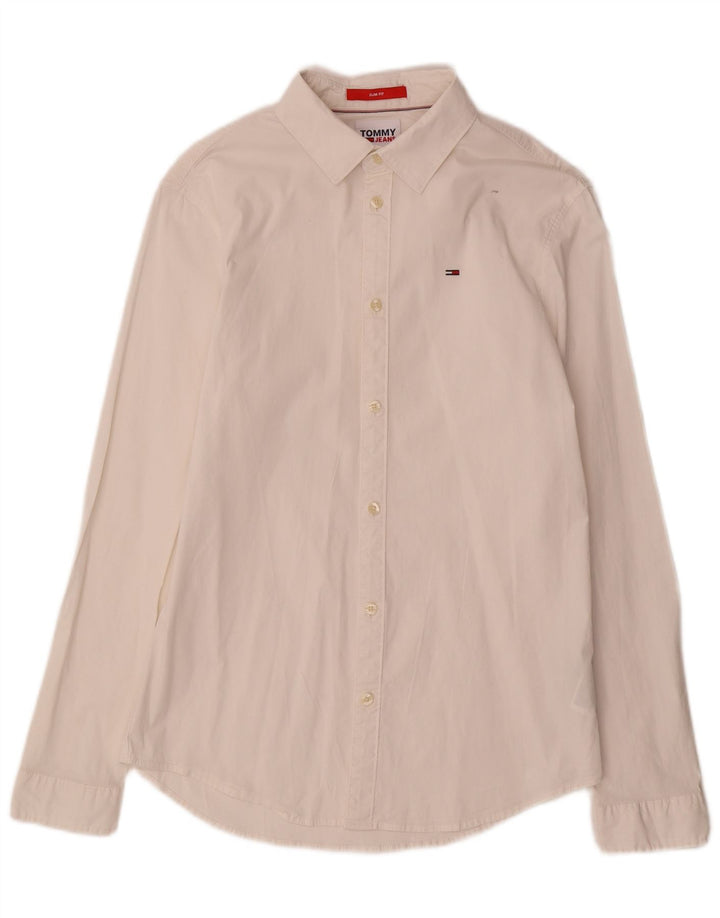 Ανδρικό πουκάμισο Tommy Hilfiger Slim Fit, μεσαίο λευκό βαμβακερό