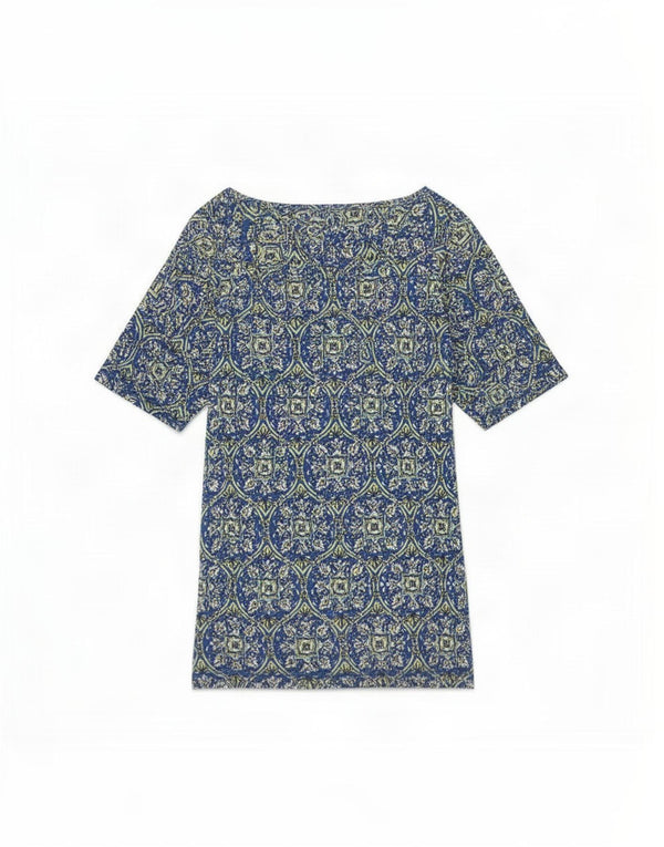 Marks & Spencer Γυναικείο T-Shirt Top UK 22 3XL Μπλε φλοράλ βαμβακερό