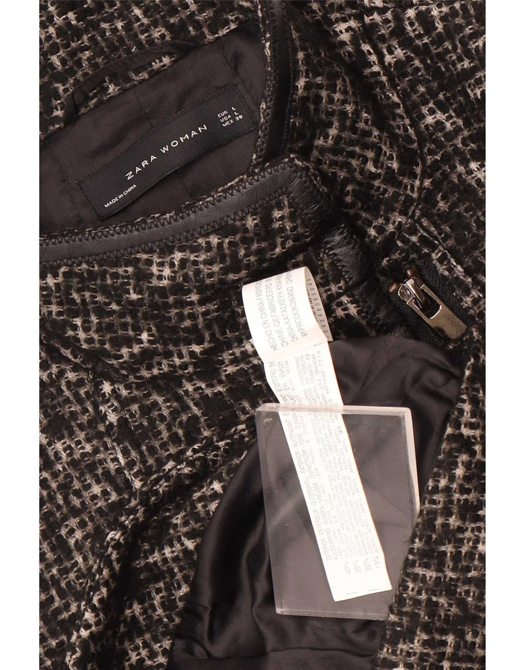 Zara Γυναικείο μπουφάν blazer UK 14 μεγάλο μαύρο μάλλινο
