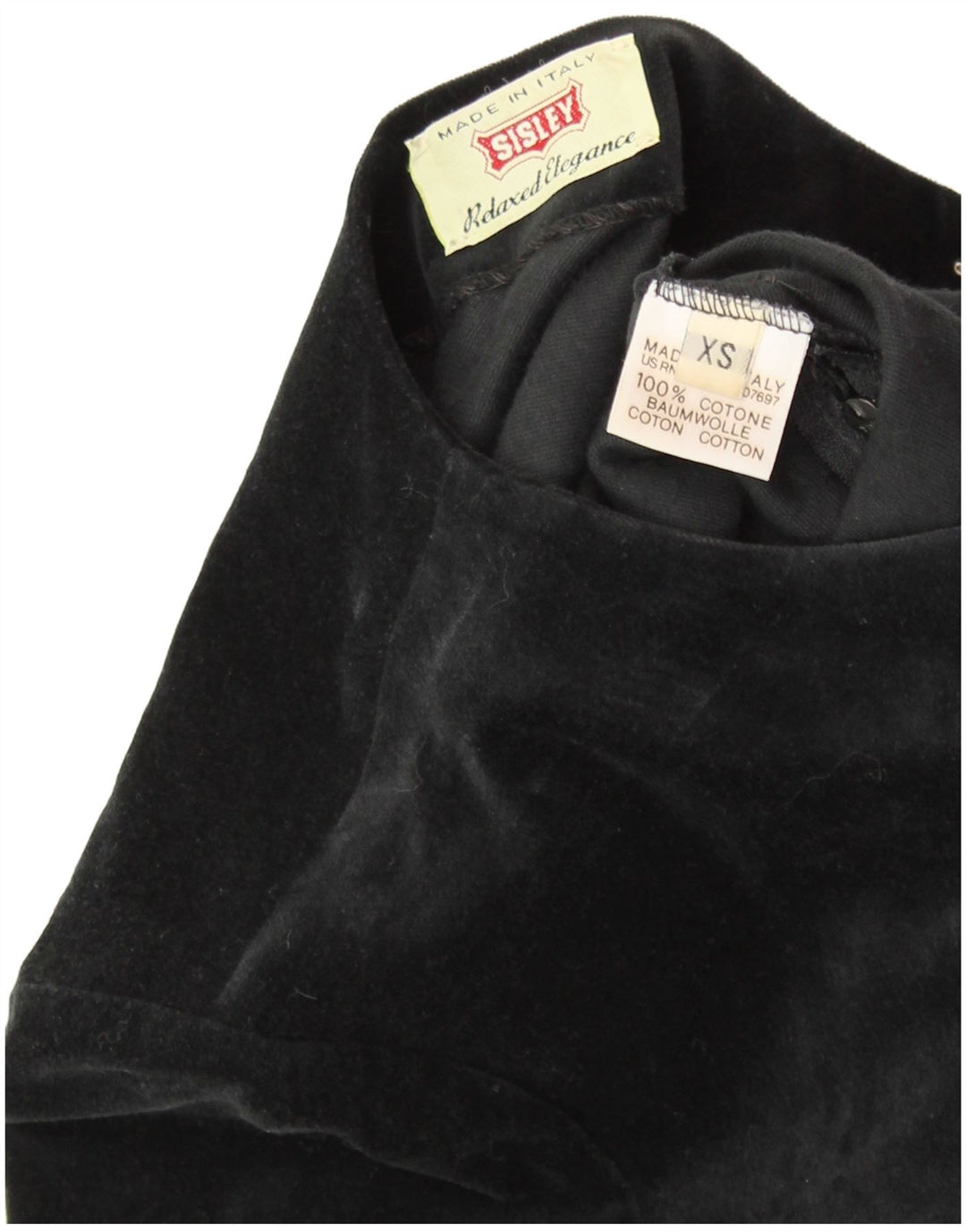 Γυναικείο φόρεμα με βελούδινη θήκη SISLEY UK 6 XS μαύρο βαμβακερό