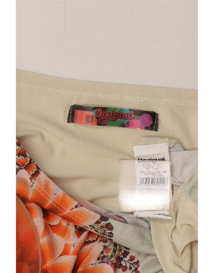 Desigual γυναικεία υπερμεγέθη μπλούζα τοπ UK 16 Large Beige Floral Polyester