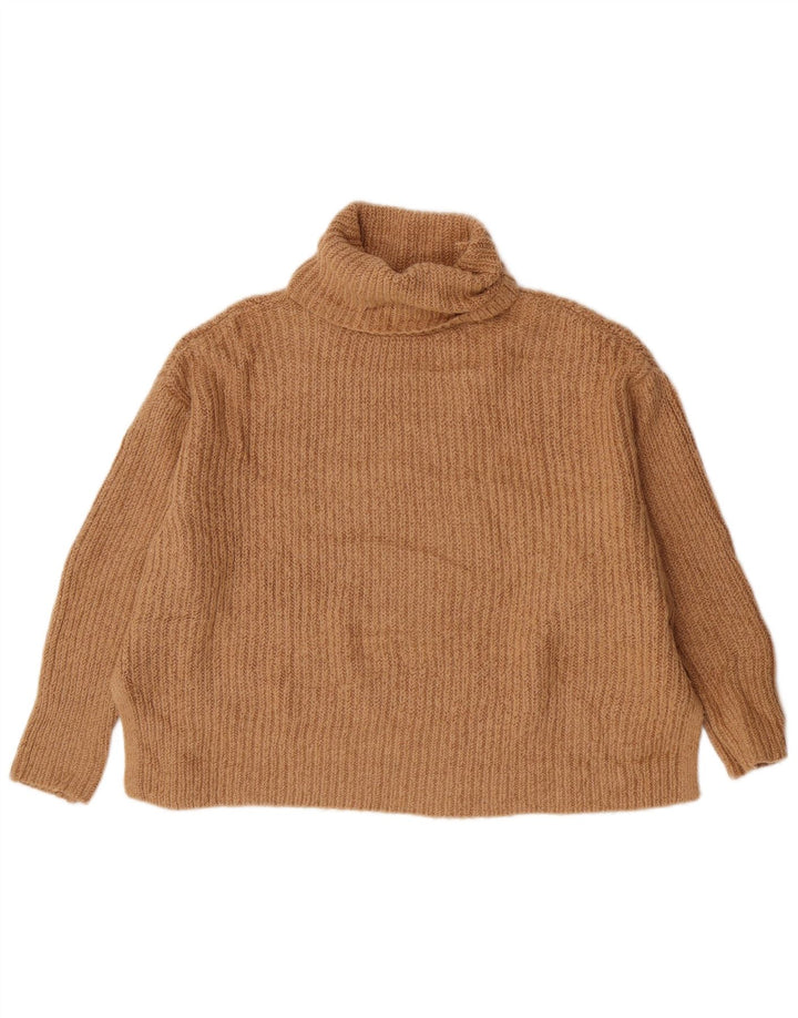 Zara γυναικείο πουλόβερ με ρολό λαιμόκοψη UK 10 Small ακρυλικό μπεζ