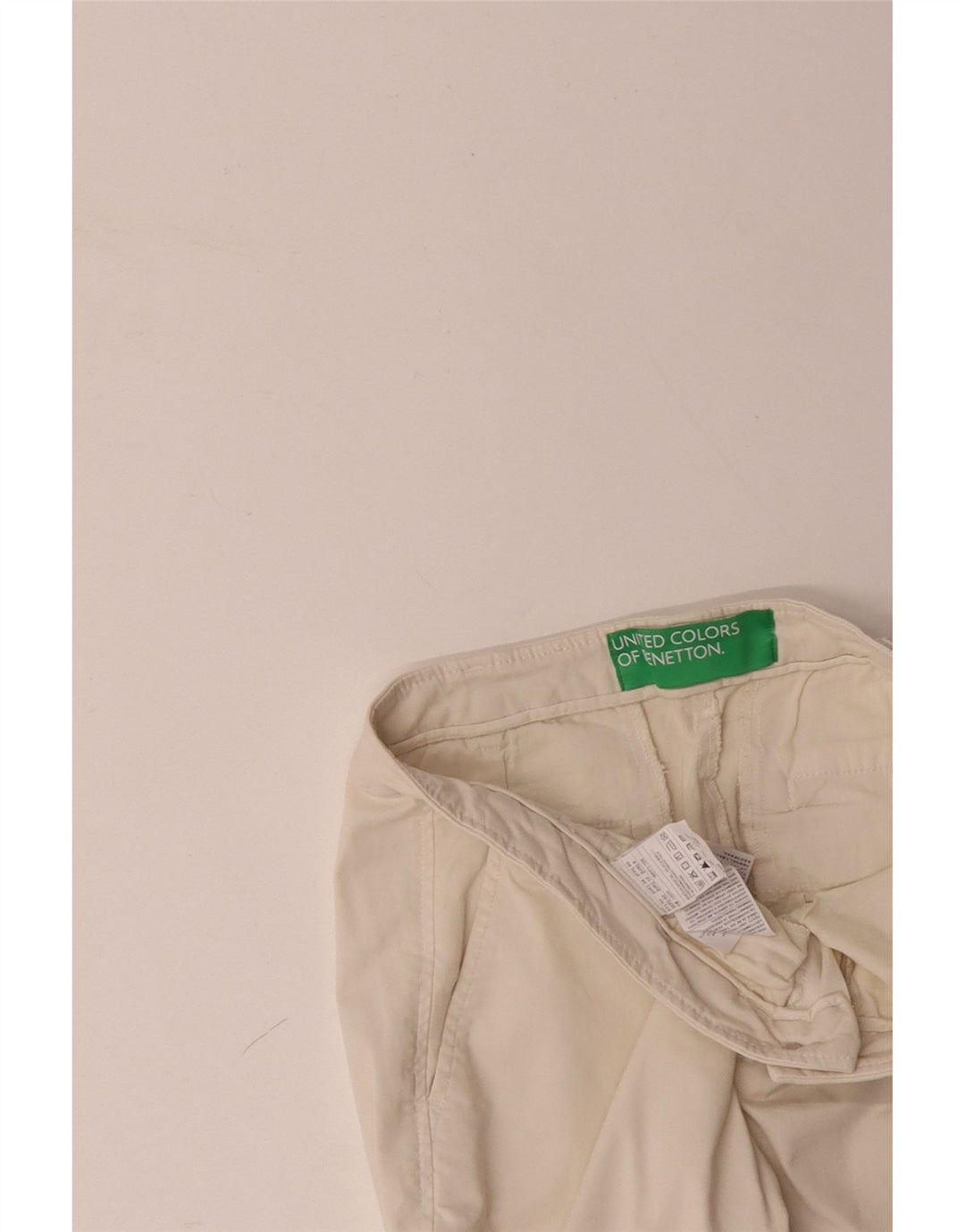 BENETTON Γυναικείο Slim παντελόνι Chino UK 12 Medium W32 L28 Off White Βαμβακερό