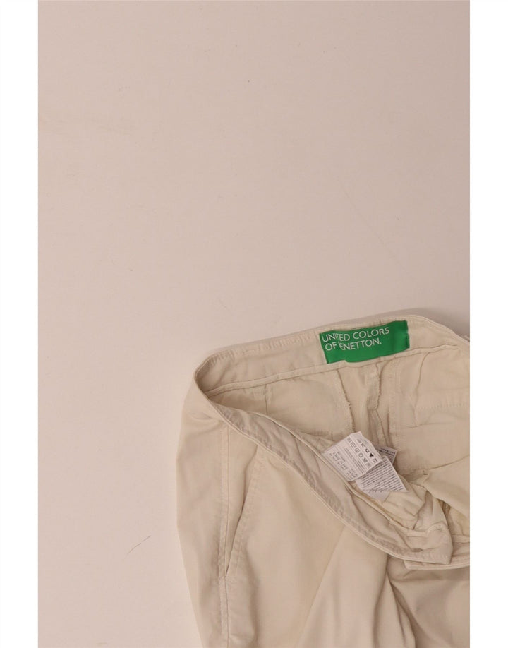 BENETTON Γυναικείο Slim παντελόνι Chino UK 12 Medium W32 L28 Off White Βαμβακερό