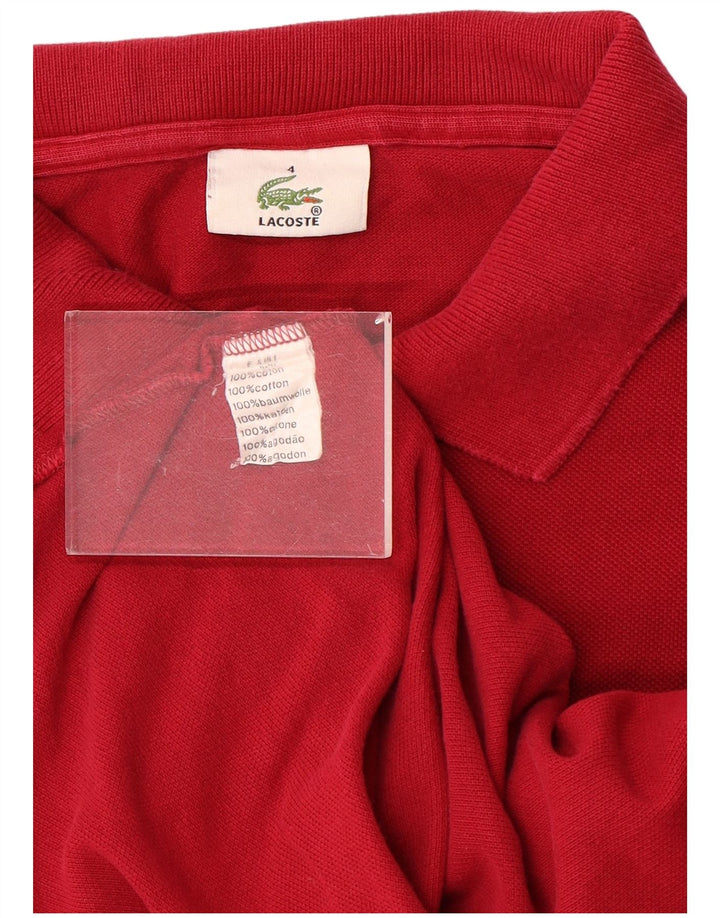 Ανδρικό μακρυμάνικο μπλουζάκι πόλο Lacoste Νούμερο 4 Μεσαίο κόκκινο βαμβακερό