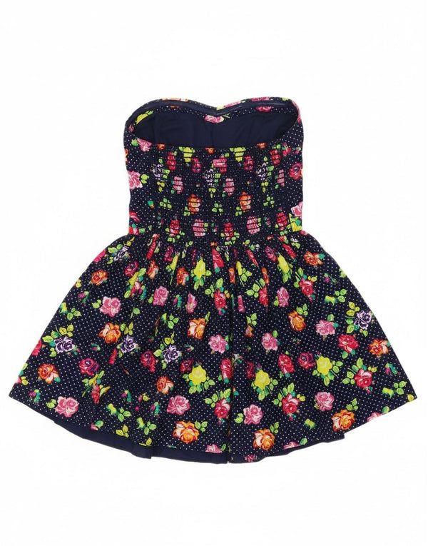 Superdry Γυναικείο Αμάνικο Τοπ UK 8 Small Navy Blue Floral Βαμβακερό