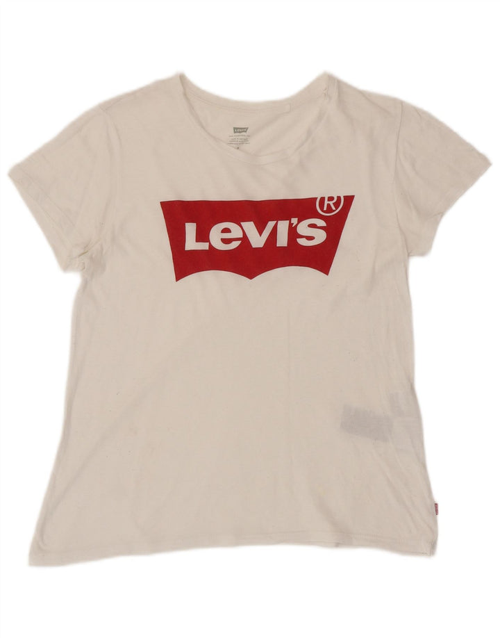 Γυναικείο γραφικό μπλουζάκι LEVI'S Top UK 12 μεσαίο λευκό βαμβακερό