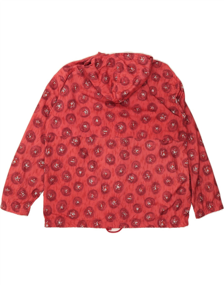 ADIDAS Womens Hooded Rain Jacket UK 12 Medium Red Floral Polyester Vintage Adidas and Second-Hand Adidas from Messina Hembry 