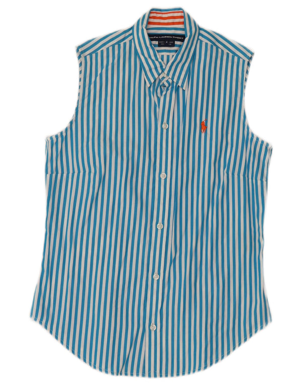 RALPH LAUREN Γυναικείο αμάνικο πουκάμισο US 4 Small blue ριγέ βαμβακερό