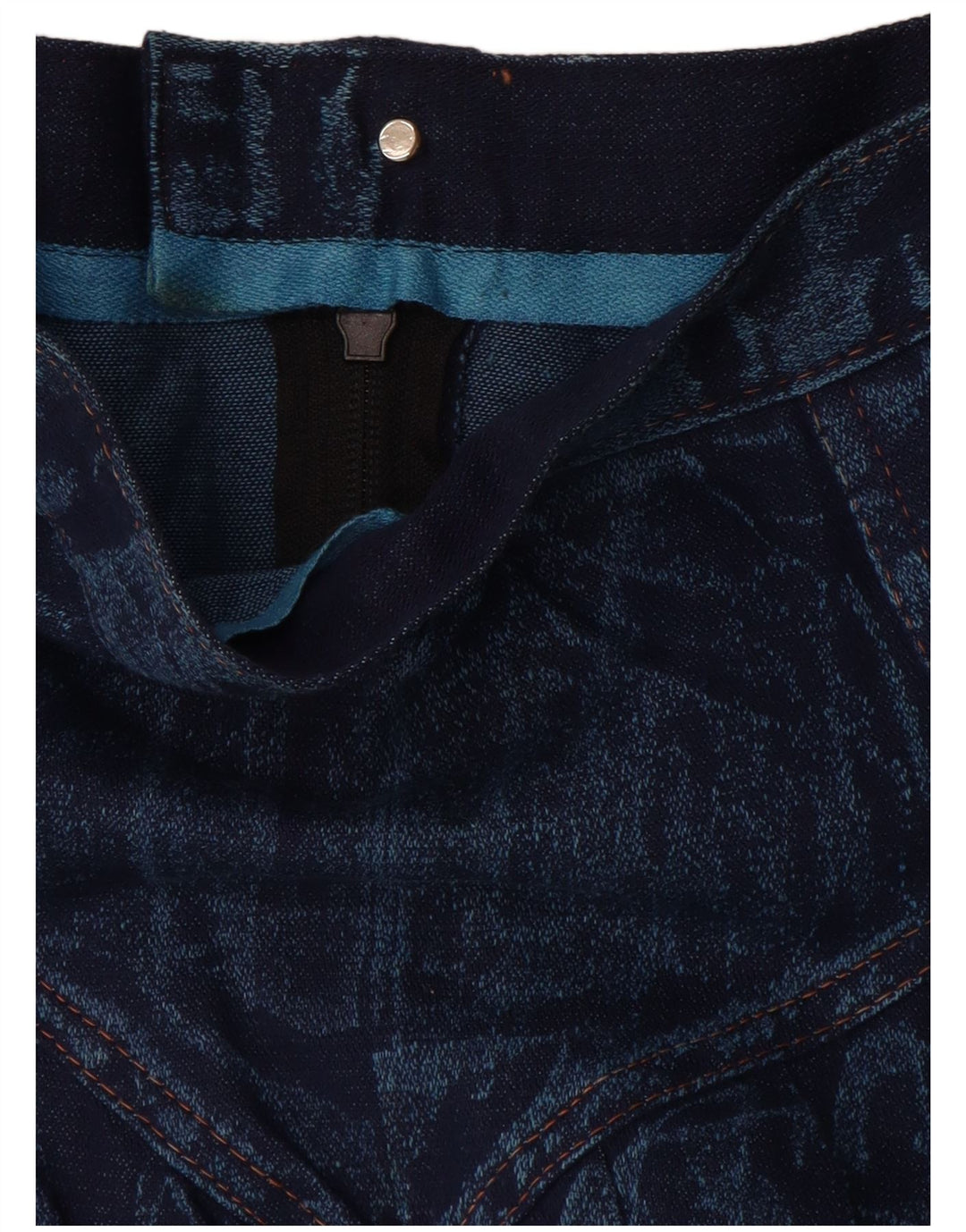 VINTAGE Γυναικεία τζιν φούστα με φλάντζα W28 μεσαίο μπλε