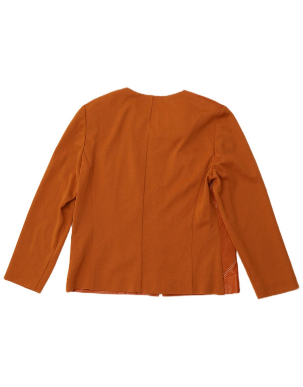 PIERRE CARDIN Womens Cardigan Sweater UK 14 Medium Brown Patchwork Wool