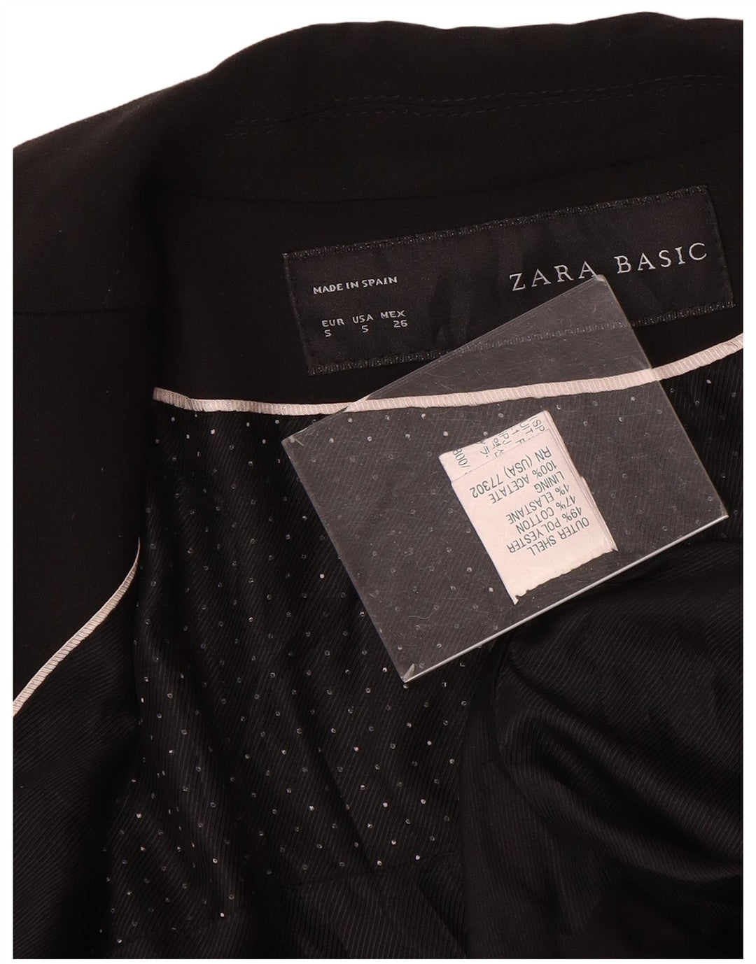 Zara Γυναικείο Μπουφάν 1 Κουμπί Blazer UK 10 Small Black Polyester