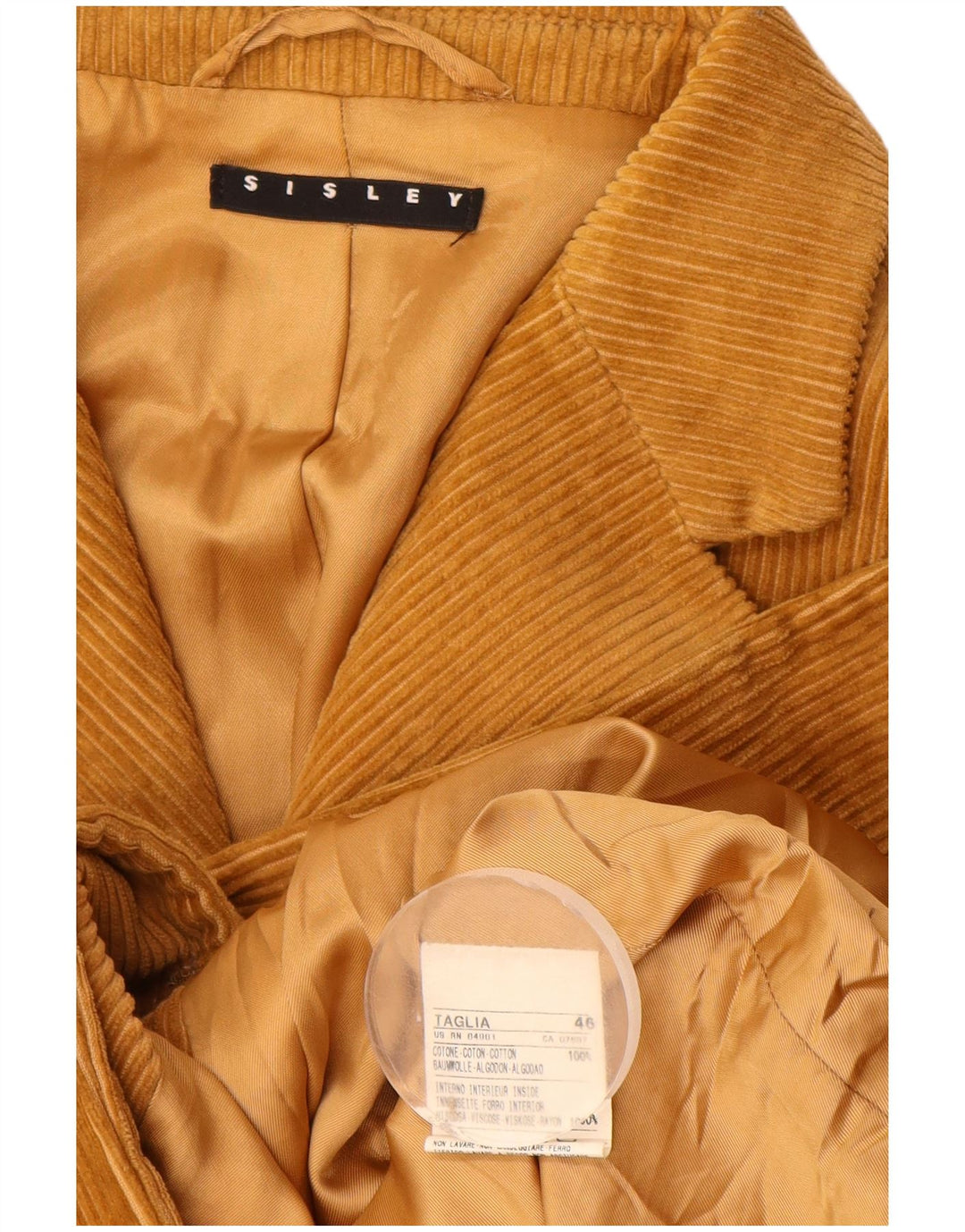 Ανδρικό μπουφάν Sisley με 3 κουμπιά κοτλέ μπλέιζερ UK 46 3XL καφέ βαμβακερό