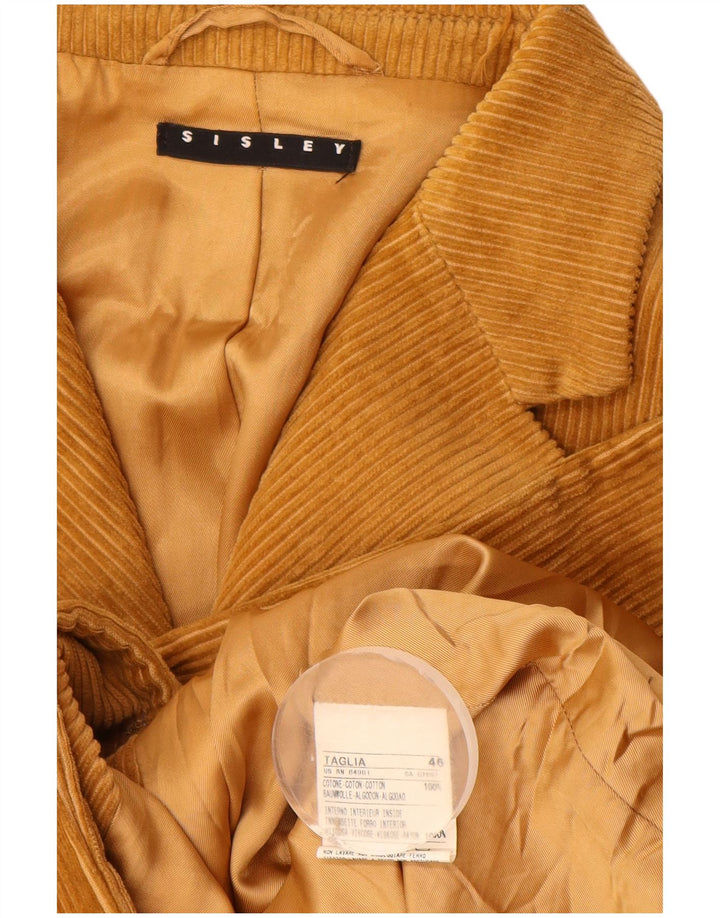 Ανδρικό μπουφάν Sisley με 3 κουμπιά κοτλέ μπλέιζερ UK 46 3XL καφέ βαμβακερό