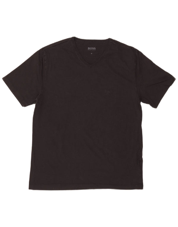 Γυναικείο T-Shirt HUGO BOSS Top UK 18 XL Μαύρο βαμβακερό