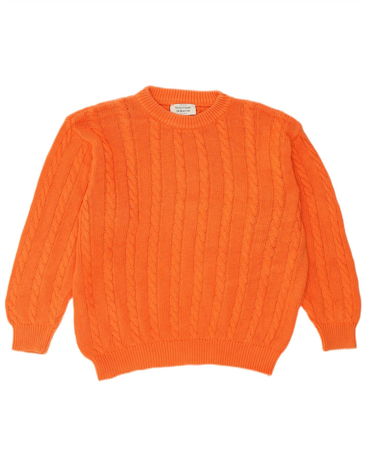 Γυναικείο πουλόβερ Benetton Crew Neck Jumper UK 14 Μεσαίο πορτοκαλί βαμβακερό