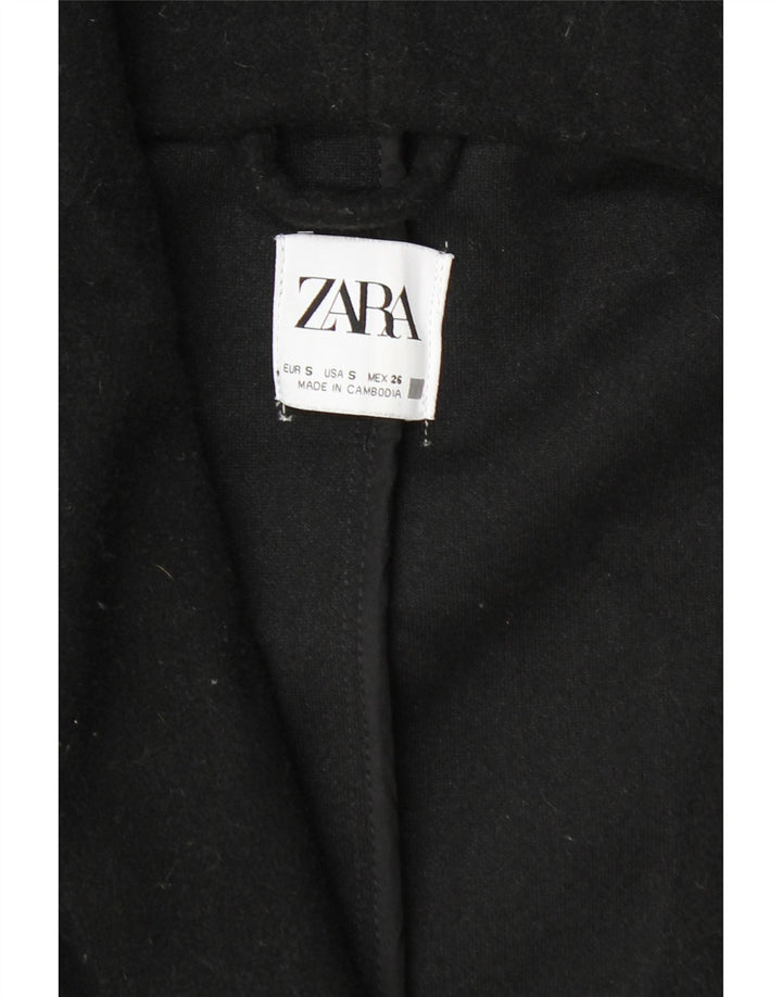 Zara Γυναικείο παλτό με κουκούλα υπερμεγέθη διπλό στήθος UK 10 Small μαύρο
