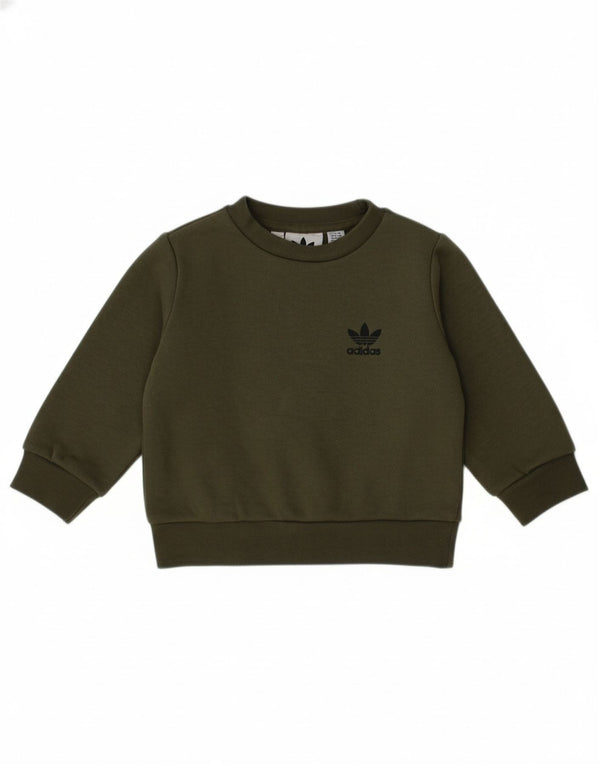 ADIDAS Baby Boys Sweatshirt Jumper 3-6 Months Khaki Cotton