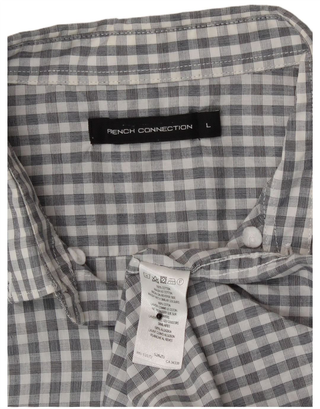 Ανδρικό πουκάμισο French Connection μεγάλο γκρι βαμβακερό Gingham