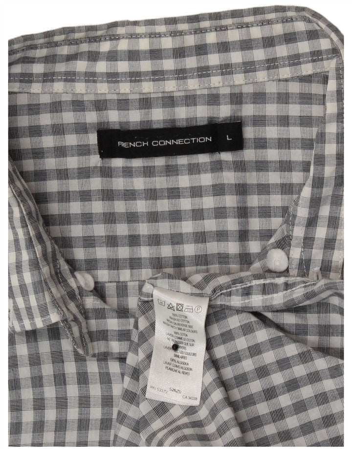 Ανδρικό πουκάμισο French Connection μεγάλο γκρι βαμβακερό Gingham