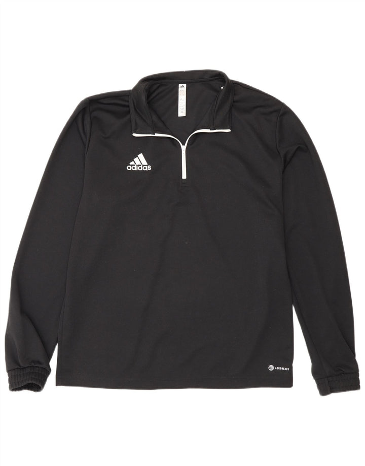 Adidas Ανδρικό μπλουζάκι με φερμουάρ και μακρυμάνικο μεγάλο μαύρο πολυεστέρα Sports