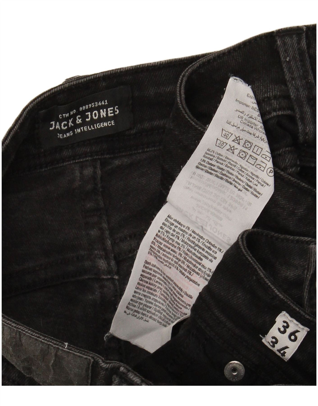 JACK & JONES Ανδρικό Liam Skinny Jeans W36 L31 Μαύρο βαμβακερό