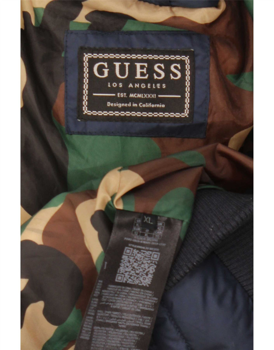 Ανδρικό μπουφάν Guess UK 42 XL Navy Blue Colorblock Πολυεστέρας