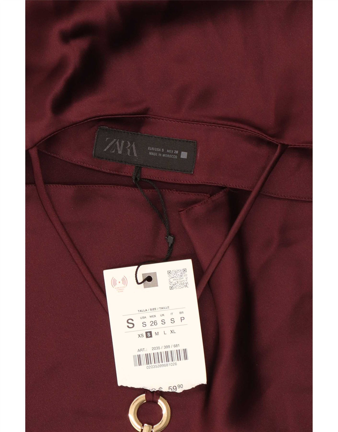 Zara Γυναικείο φόρεμα UK 10 Small Burgundy Polyester