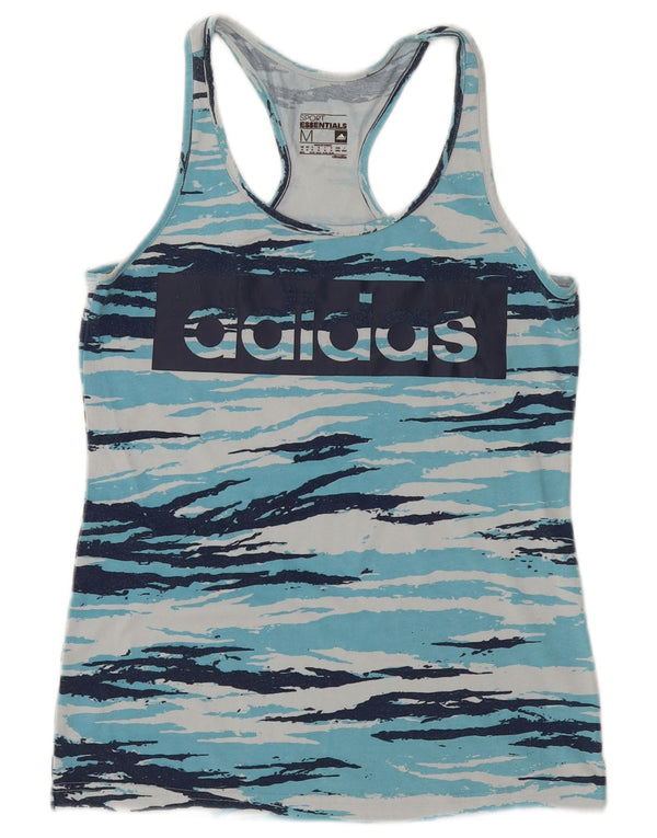 Γυναικείο γραφικό γιλέκο Adidas Climalite Top UK 12/14 Medium Blue Camouflage