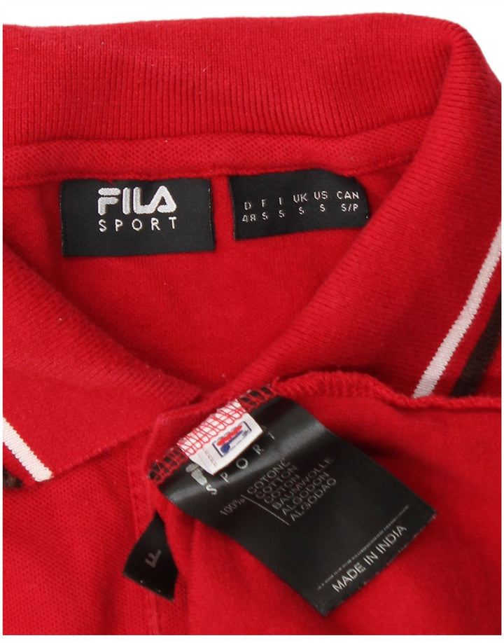 Ανδρικό μακρυμάνικο μπλουζάκι πόλο Fila, μικρό κόκκινο βαμβακερό